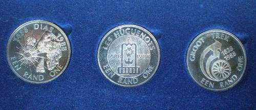SILVER COMBINATION SET 3X SILVER RAND-DIAS-HUGUENOTS & GROOT TREK-UNC