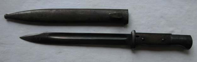 GERMAN MODEL 1884/98 KNIFE BAYONET-3RD REICH ACCEPTANCE MARKS DATED 1840-METAL SCABBARD