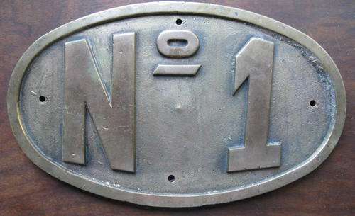 SA MINE SHUNTING LOCOMOTIVE HEAVY BRASS NUMBER PLATE- NUMBER 1-MEASURES 44X27CM-ORIGINAL