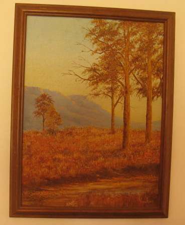 THE WAY THROUGH THE WOODS BY K. HAWKINS-OIL ON BOARD-MEASURES 43X53CM WITH FRAME