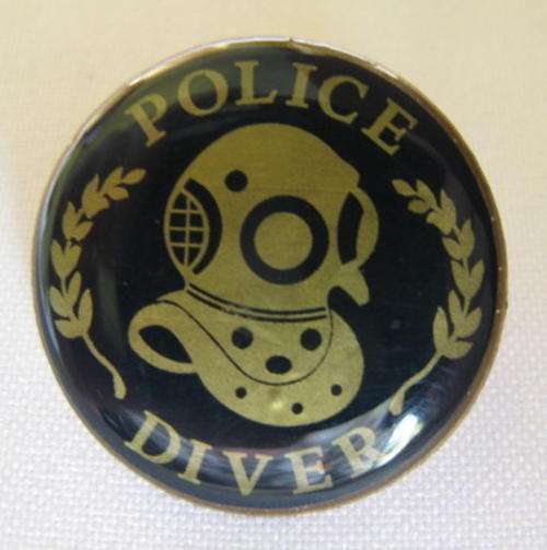 SA POLICE DIVER BLUE & GOLD LUCITE COVERED BREAST BADGE-2 PINS