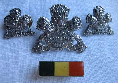 SA ARMOURED CORPS CAP,COLLARS & BERET BAR-WORN 1970'S-80'S-LUGS & PINS INTACT