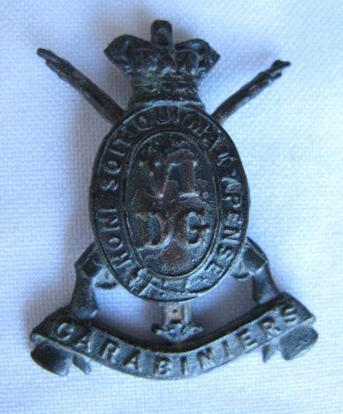 6TH DRAGOON GUARDS(CARBINIERS)PRE 1901 COLLAR BADGE-NO LUGS