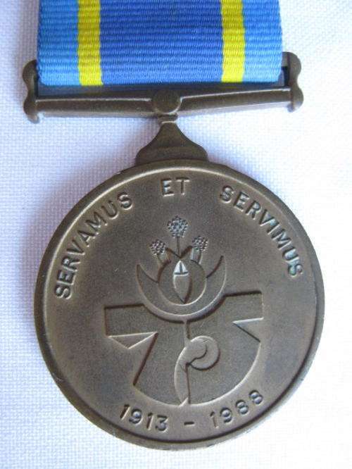 SAP 75TH ANNIVERSARY COMMEMORATIVE MEDAL(1988)FULL SIZE AWARDED TO:221569B A.R. SERS. C. KINGHAM