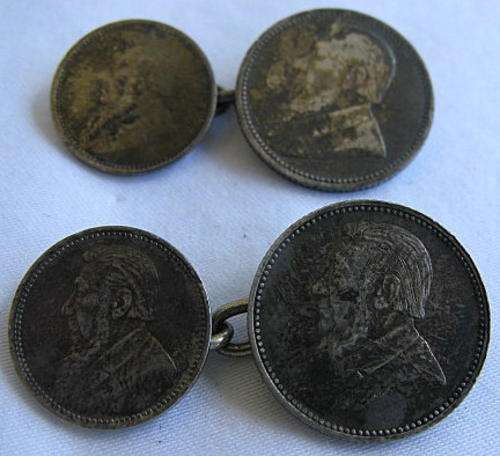 PAIR OF SILVER BOER WAR - ZAR CUFFLINKS
