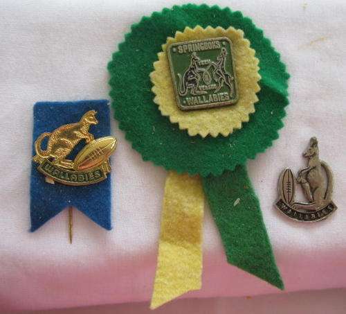 WALLABIES AND WALLABIES AGAINST SPRINGBOKS LAPEL BADGES