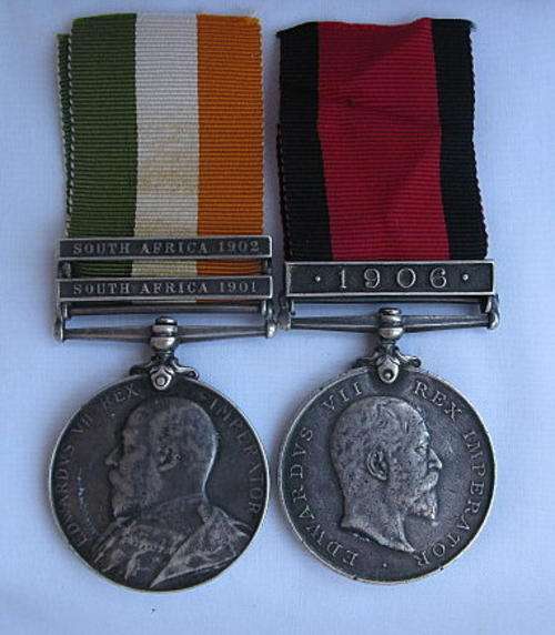 BOER WAR KSA FULL SIZE MEDAL AWARDED TO CRPL. H.C. SMITH 37TH R.E. WITH NATAL REBELLION MEDAL AWARDE