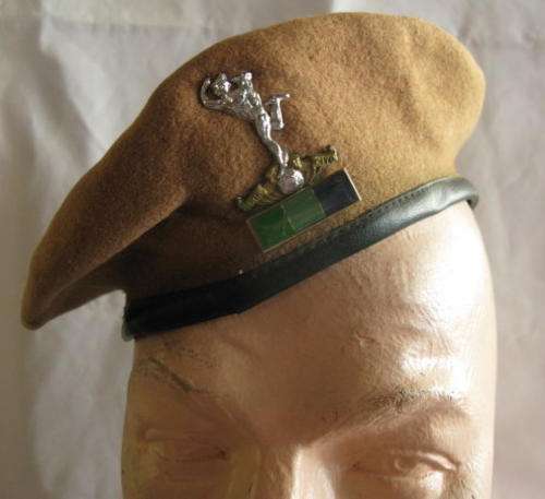 SA CORPS OF SIGNALS BERET WITH BI-METAL CAP BADGE - APPROVED IN 1957