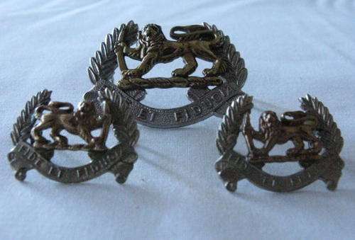 RHODESIA ARMY PAY CORPS BI-METAL CAP & COLLARS WORN 1970'S - 1980 - LUGS INTACT