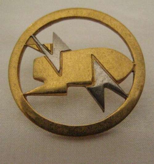 EXPLOSIVE ORDNANCE DISPOSAL BI-METAL PROFICIENCY BREAST BADGE - APPROVED IN 1983 - 2 PINS