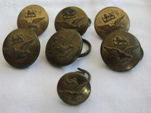 RHODESIA AIR FORCE AIR FORCE BRASS TUNIC BUTTONS X 7 WORN 1940'S - 1950'S