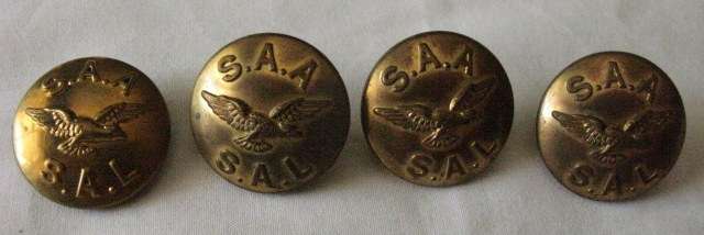OLD BRASS SA AIRWAYS BUTTONS X 4 - DIAMETER 25MM