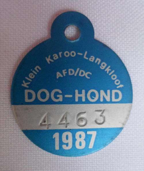 1987 KLEIN KAROO -LANGKLOOF DOG LICENSE