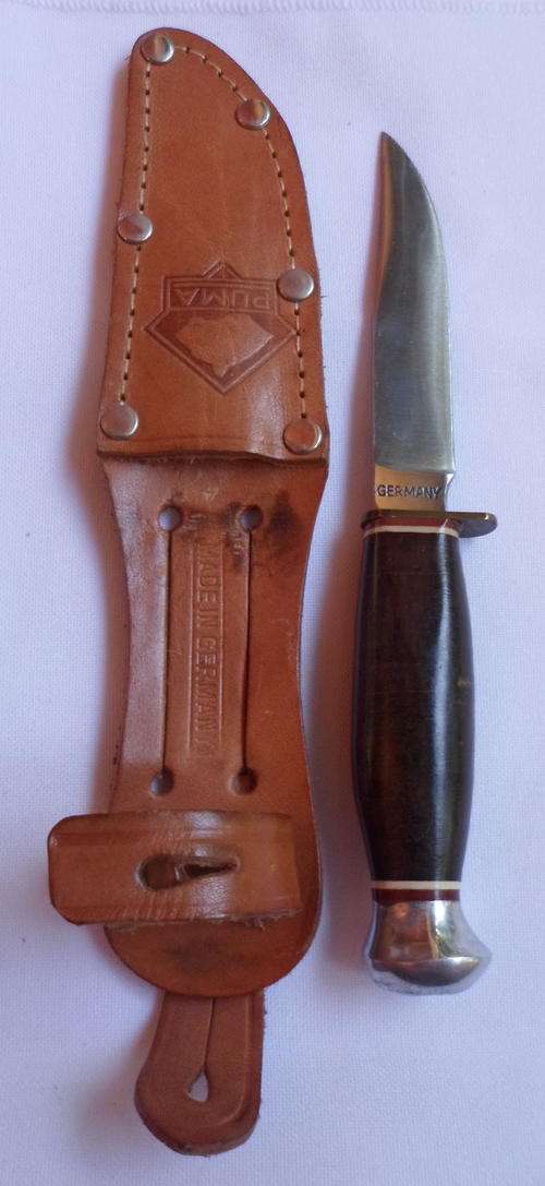 ORIGINAL MADE IN GERMANY PUMA KNIFE WITH LEATHER SHEATH-TOTAL LENGTH 14,5 CM