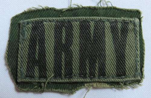 RHODESIA ARMY CHEST TITLE-BLACK PRINTED ON OLIVE GREEN