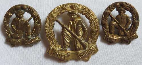 CITIZEN FORCE INFANTRY(SKIET COMMANDO)GILDING METAL CAP & COLLARS WORN 1954-63- LUGS INTACT