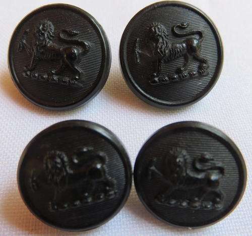 RHODESIA REGIMENT BUTTONS-WORN 1900'S-1950'S- 4 IN TOTAL
