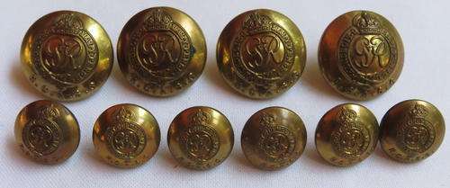 ROYAL ARMY SERVICE CORPS TUNIC BUTTONS-4X LARGE 25MM-6X MEDIUM 17MM-1937-53