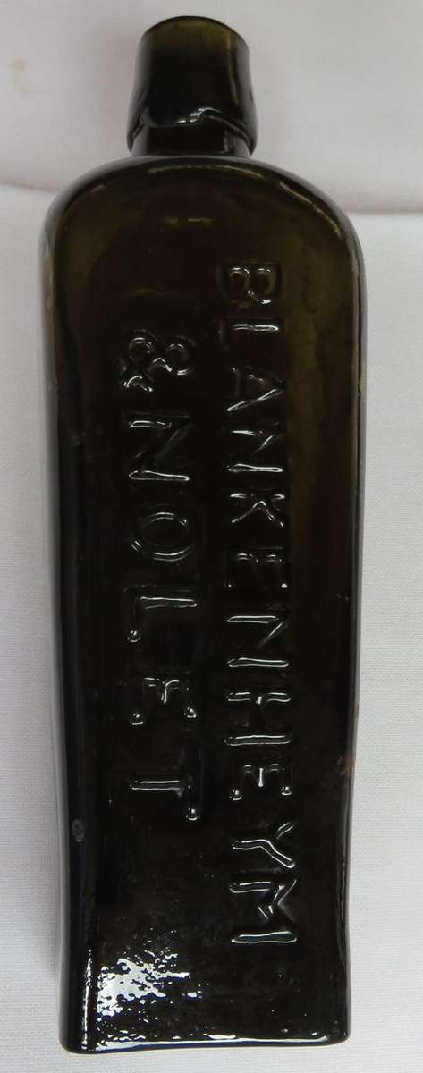 ANTIQUE EMBOSSED-BLANKENHEYM & NOLET CASE GIN BOTTLE-C1860-1900-HEIGHT 17CM-GOOD CONDITION