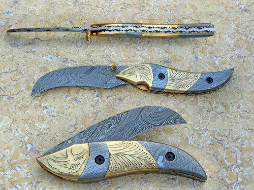 Custom Hand Made Damascus one of kind  folding knife