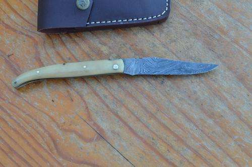Damascus STEEL  handmade folding knife with back lock