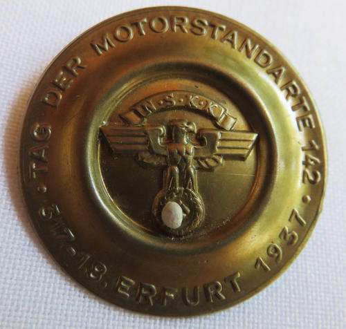GERMAN WW2-TAG DER MOTORSTANDARTE 1937 MEETING BADGE- STICK PIN INTACT-GOOD CONDITION