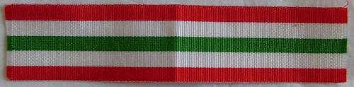 A716 - FULL SIZE ITALY STAR MEDAL RIBBON. LENGTH: 14,3 CM.