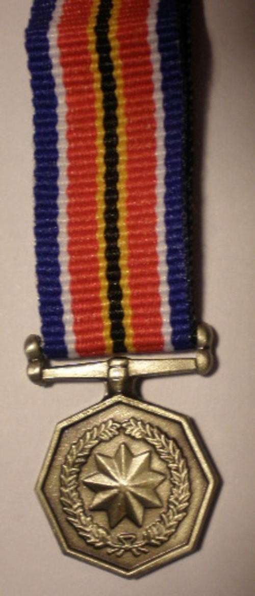NO. A1402)  S.A.N.D.F. PEACE SUPPORT OPERATIONS MEDAL - MINITURE.