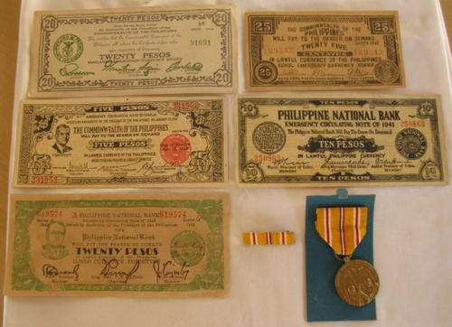 NO. 4860)  ASIATIC PACIFIC CAMPAIGN MEDAL SOLD WITH 5 GUERILLA NOTES