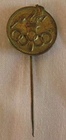 NO. 5211)  OLD SPRINGBUCK - OLYMPIC GAMES LAPEL STICK-ON PIN. MAKERS METAL ART PRETORIA,