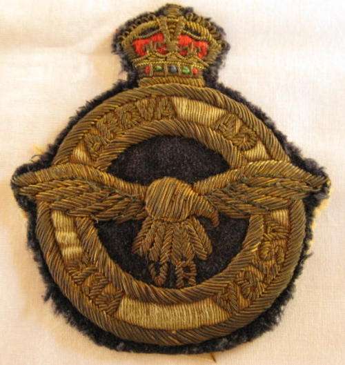 NO. 5460)  SAAF BLAZER BADGE - KINGS CROWN GOLD BULLION EMBROIDED.
