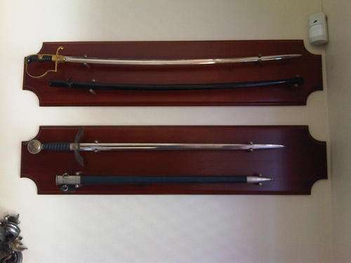WOODEN WALL DISPLAY FOR SWORDS FOLLOWING AVAILABLE.  SWORD STAND MEASURES 110X21CM.