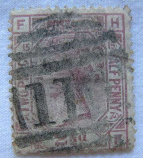 QV 1873-80 2 1/2D PLATE 15 (1879) POSTAL USED.