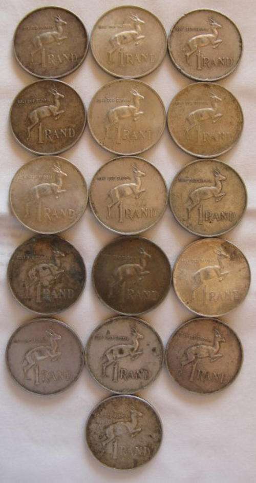 SILVER R1 COINS.  16 IN TOTAL.  WEIGHT 240GRAM.  80% SILVER CONTENT.