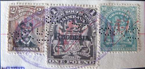 BSAC 1POUND RHODESIA 0/ PRINT RESERVE USED SACC III MOUNTED WITH SACC 83 10S & 1913-22 2S