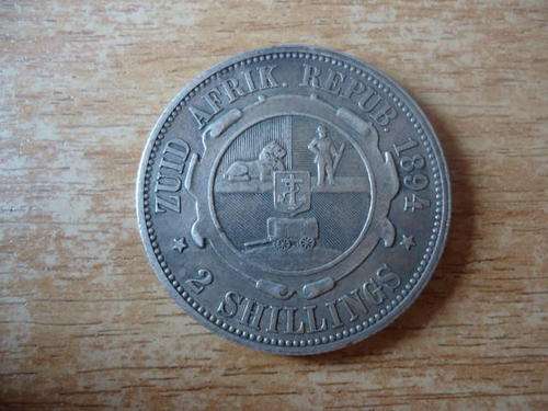 1894 ZAR SILVER TWO SHILLING COIN  NICE EXAMPLE