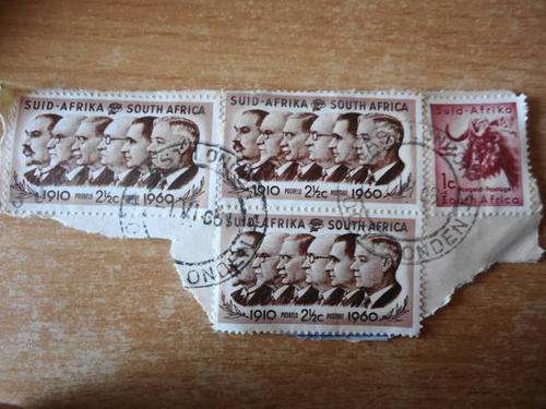SOUTH AFRICAN STAMPS USED AS PER THE PHOTOGRAPH.