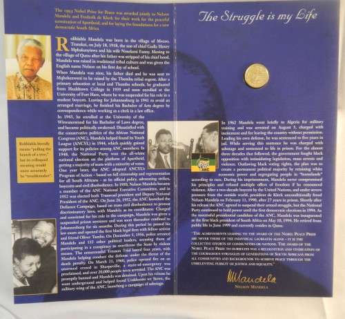 Mandela 10 th Oz Gold Noble Peace 1993 - Mint of Norway