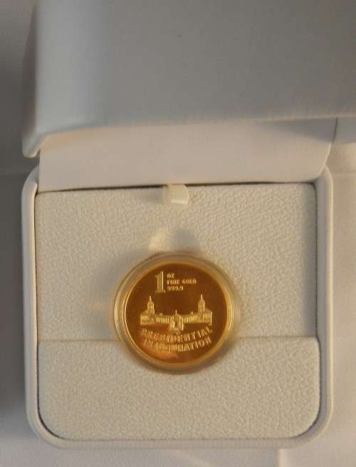 1 0Z GOLD MANDELA INAUGURATION COIN IN WHITE BOX - 100 BOXED