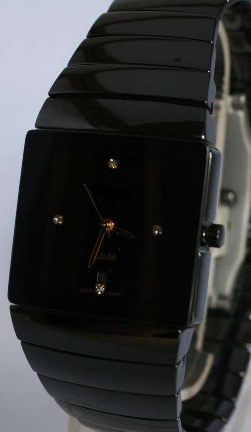 JUBILE Black Hi-Tech Ceramics Gents midsize diamond face watch.Retail R1999.99