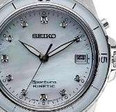 Seiko Sportura Ladies Kinetic White Diamonds Watch with Mother-of-Pearl Dial++THE WOW Factor!!++