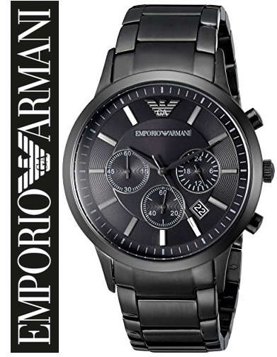 EMPORIO ARMANI GUN-METAL STAINLESS STEEL CHRONOGRAPH WATCH #STUNNER#