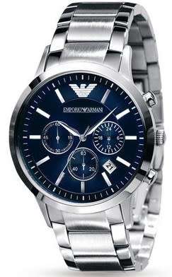 MENS EMPORIO ARMANI BLUE DIAL STAINLESS STEEL CHRONOGRAPH WATCH AR2448 ##BRAND NEW##
