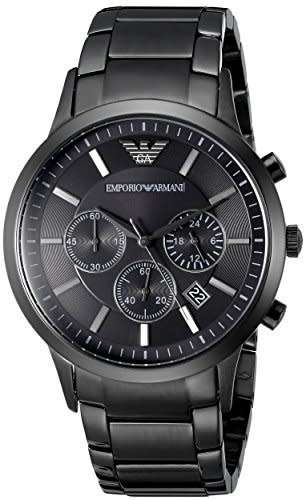 EMPORIO ARMANI GUNMETAL IP BLACK CHRONOGRAPH WATCH R7419.99++Crazy R1 Brand New++