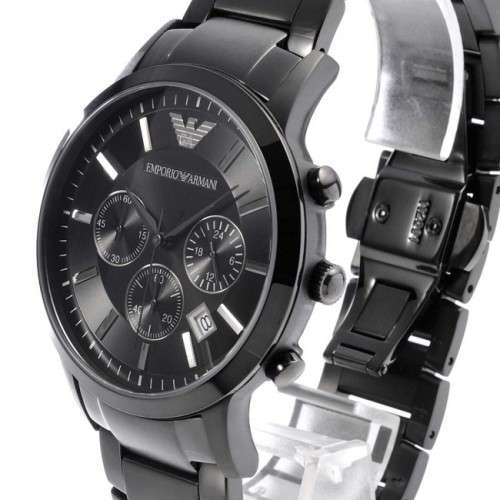 EMPORIO ARMANI GUNMETAL IP BLACK CHRONOGRAPH WATCH R7419.99++Crazy R1 Brand New++