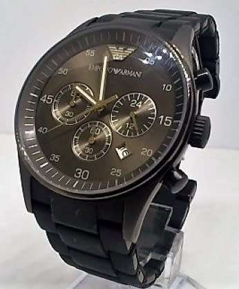 EMPORIO ARMANI TAZIO GENTS BLACK IP CHRONO WATCH BRAND NEW IN BOX**ABSOLUTE GORGEOUS**