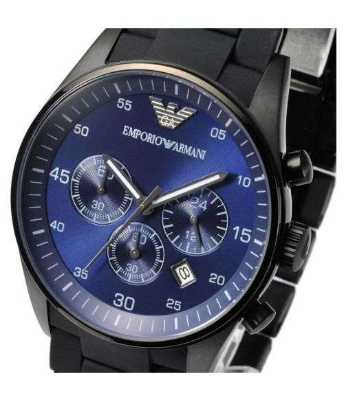 EMPORIO ARMANI BLUE DIAL**BLACK IP-BRAND NEW**GENTS CHRONOGRAPH WATCH ##EXQUISITE##LAST ONE!!
