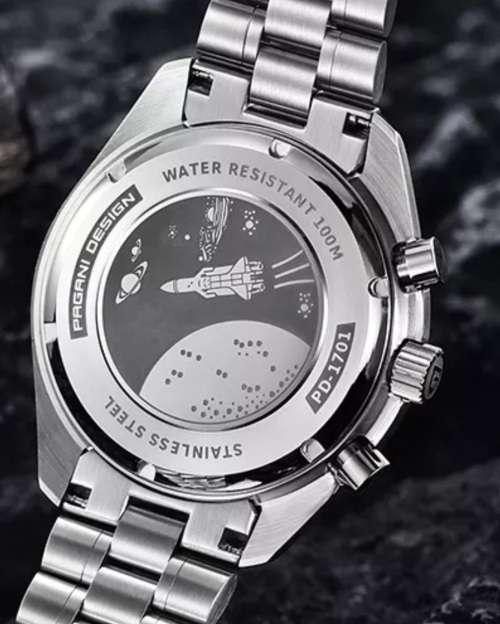 In Stock**PURE LUXURY!!-Pagani Iconic Moonwatch Seiko Meccaquartz VK63 Chronograph mvt Gents Watch