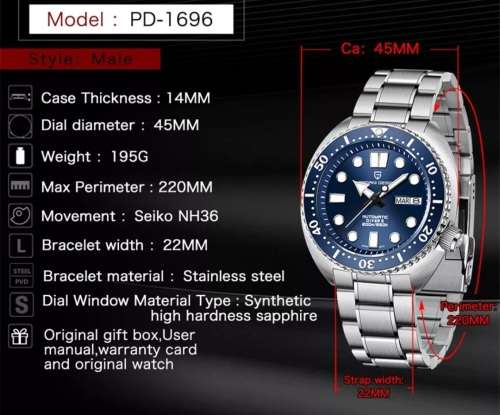 Pagani Padi Tortoise Automatic NH36A 24 JEWELS R7999