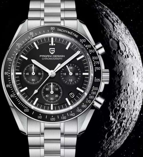 In Stock**PURE LUXURY!!-Pagani Iconic Moonwatch Seiko Meccaquartz VK63 Chronograph mvt Gents Watch